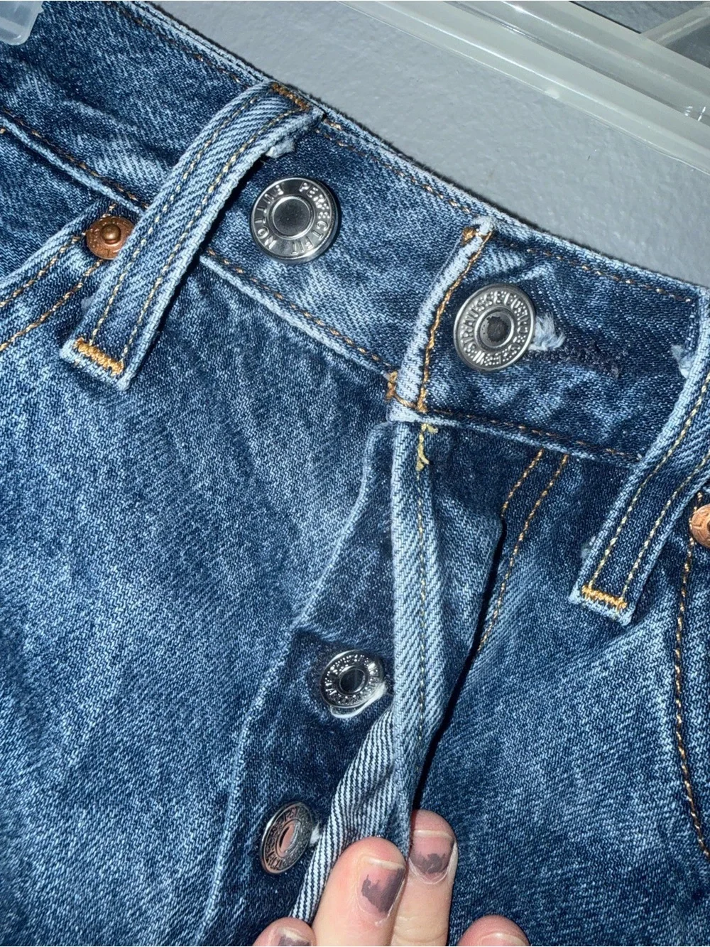 Levi's Light Blue Ripped Denim Cutoff Shorts